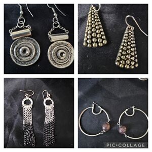 Earrings set of 4 pairs. Silver